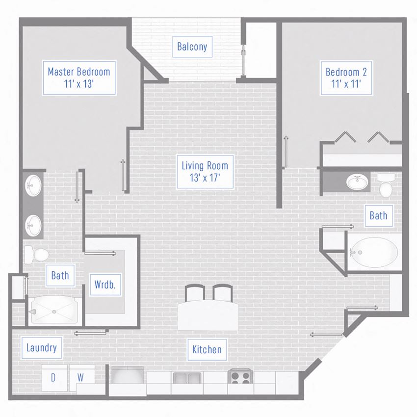2 Bed, 2 Bath - 1324 SF